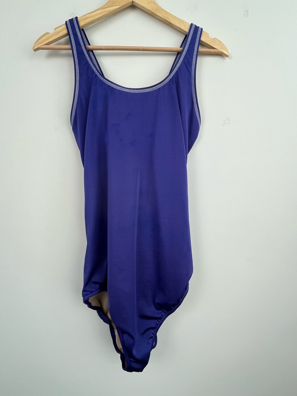 Lands End purple cross back tank style 1 pc swimsuit, size 16 long.